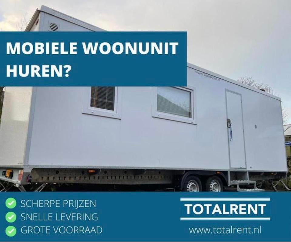 Te huur tijdelijke huisvesting mobiele woonunit, Hobby en Vrije tijd, Feestartikelen | Verhuur, Nieuw, Ophalen