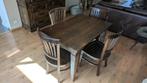 tafel en 4 stoelen, Huis en Inrichting, Tafels | Eettafels, Gebruikt, 100 tot 150 cm, Koloniaal, Teakhout