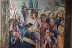 Peinture sur toile "scène de vie" de Chakir (1,96m x 1.33m)