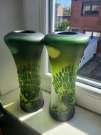 2 vase rare dessin grave paon val saint lambert signe, Ophalen of Verzenden