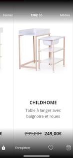 Table à langer avec baignoire coulissante avec roue Childhom, Neuf