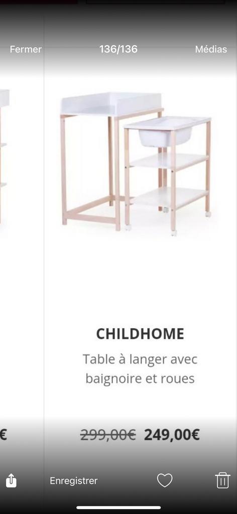 Table à langer avec baignoire coulissante avec roue Childhom, Enfants & Bébés, Chambre d'enfant | Commodes & Armoires, Neuf