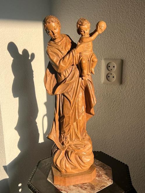 Houtsnijwerk Mariabeeld met Jezus in armen 46,5 cm hg&1,7 kg, Antiek en Kunst, Antiek | Religieuze voorwerpen, Ophalen of Verzenden