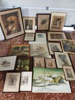 Lot brocante schilderij,litho .., Antiek en Kunst, Kunst | Etsen en Gravures, Ophalen