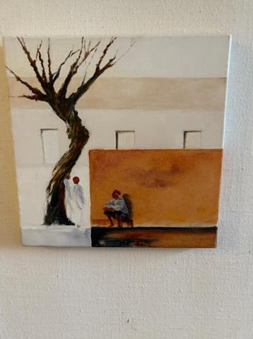 Peinture à l'huile d'une rue Nord Africaine beschikbaar voor biedingen