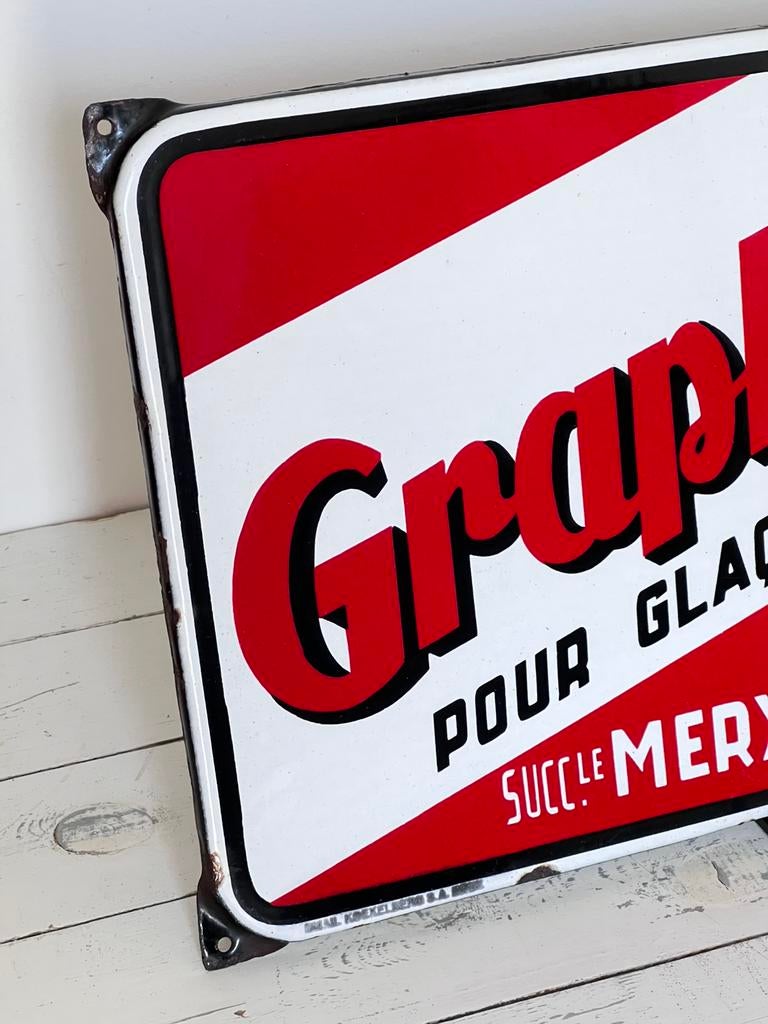 Graphomix emaille plaat Huiles Renault Merxem Anvers, Antiek en Kunst, Antiek | Email, Ophalen of Verzenden