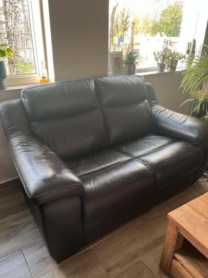 Echt lederen salon, Huis en Inrichting, Zetels | Zetels, Zo goed als nieuw, Ophalen