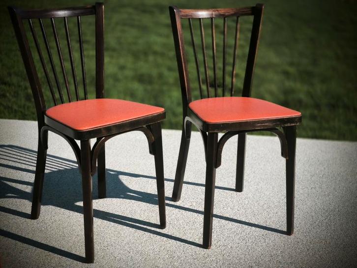 2 Chaises baumann bistrot troquet parisien, Maison & Meubles, Chaises, Utilisé, Deux, Bois, Rouge, Enlèvement