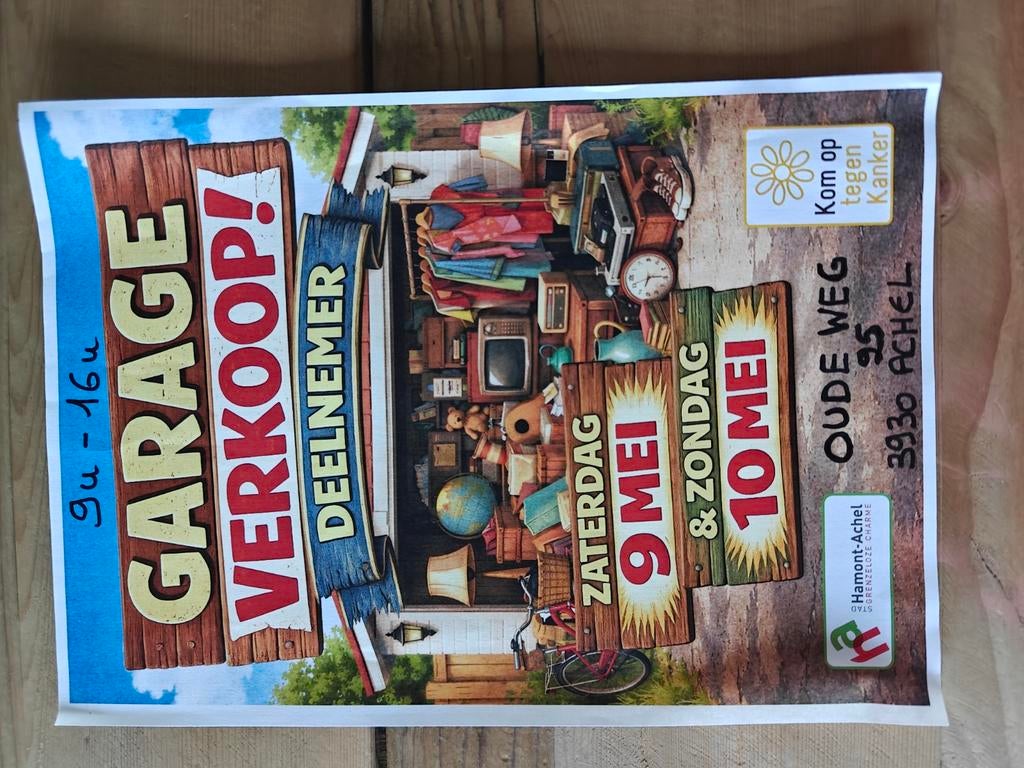 Grote garage verkoop 9-10 mei van 9u-16u Regio Hamont -achel, Verzamelen, Ophalen of Verzenden