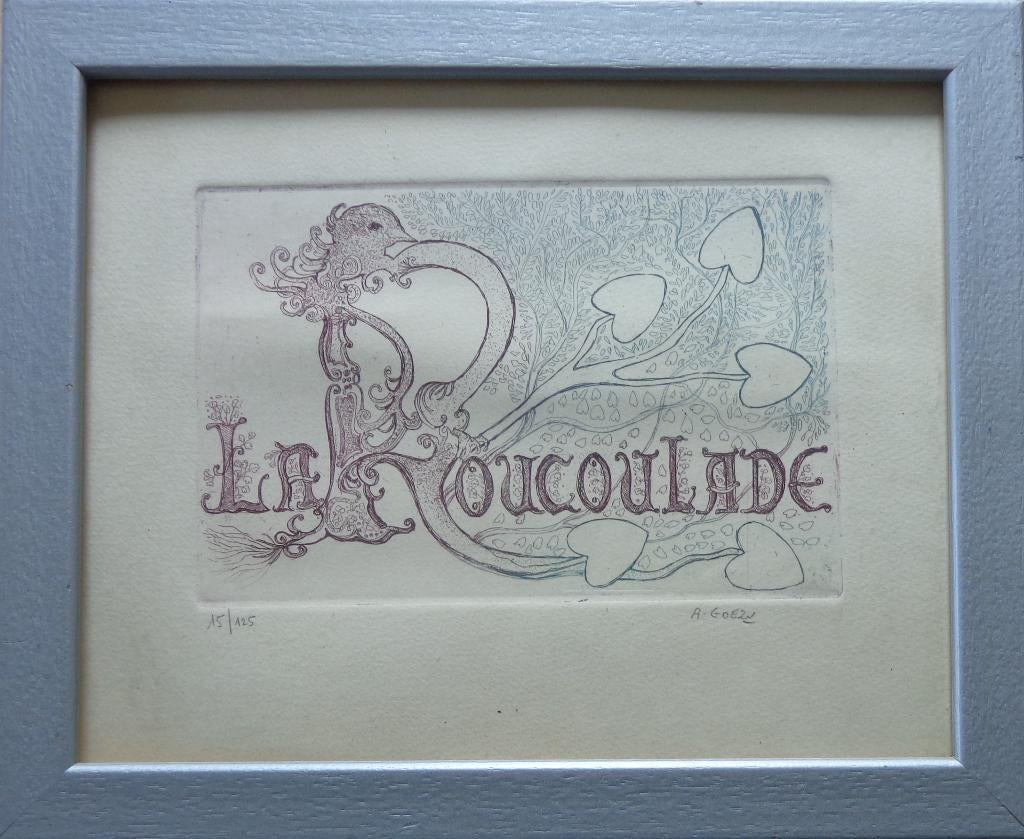 ANDRE GOEZU / LA ROUCOULADE / KLEURETS / 28x34cm / KADER, Enlèvement ou Envoi
