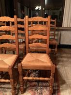 6 massief houten stoelen met rieten zitting, Huis en Inrichting, Stoelen, Ophalen, Gebruikt, Bruin, Klassiek