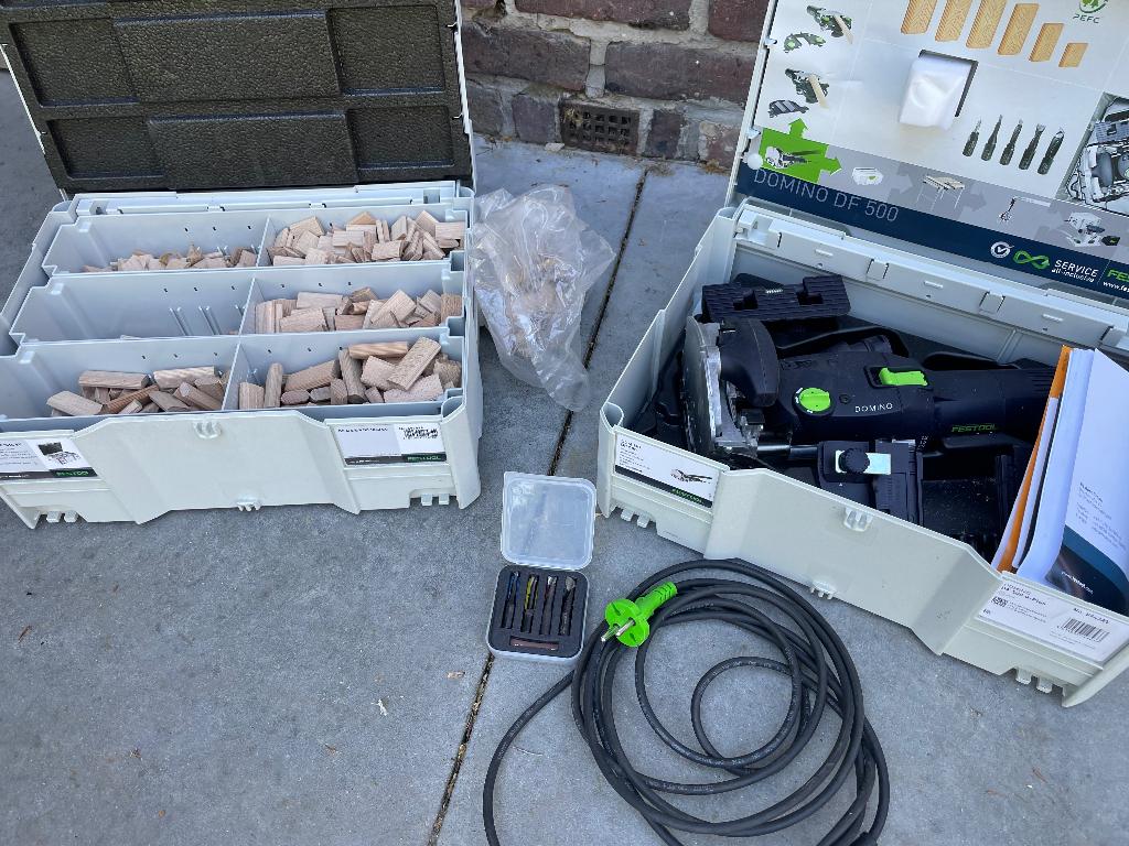 Festool Domino DF 500 + DS set 4/5/6/8/10 + frezen, Bricolage & Construction, Outillage | Fraiseuses, Électrique, Comme neuf, Enlèvement