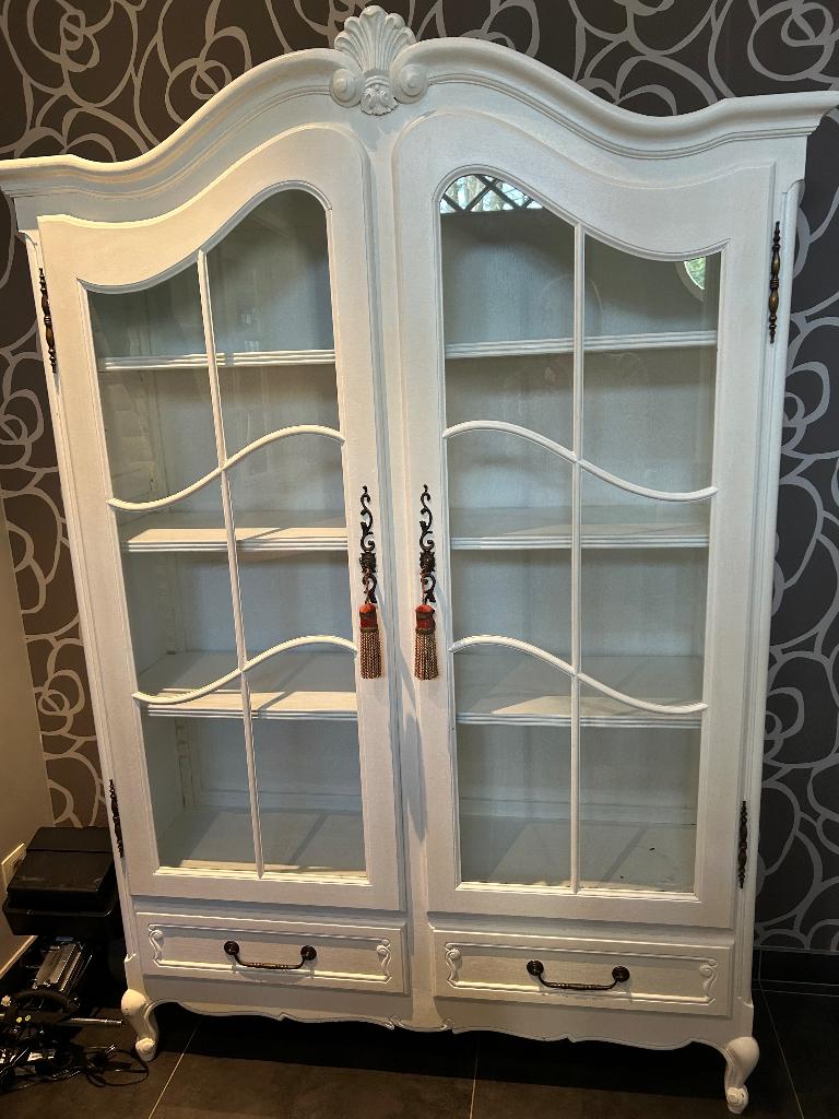 Mooie witte geschilderde eiken kast, 25 à 50 cm, Avec serrure, Utilisé, Chêne