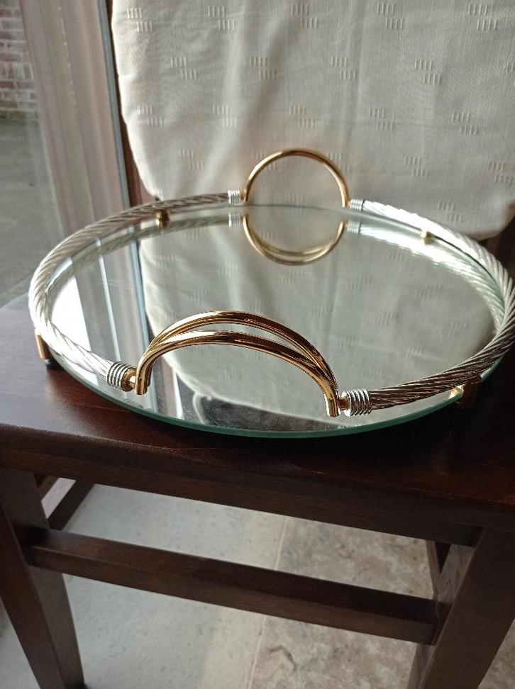 Vintage spiegel dienblad / cocktailblad, Huis en Inrichting, Woonaccessoires | Dienbladen, Gebruikt, Ophalen