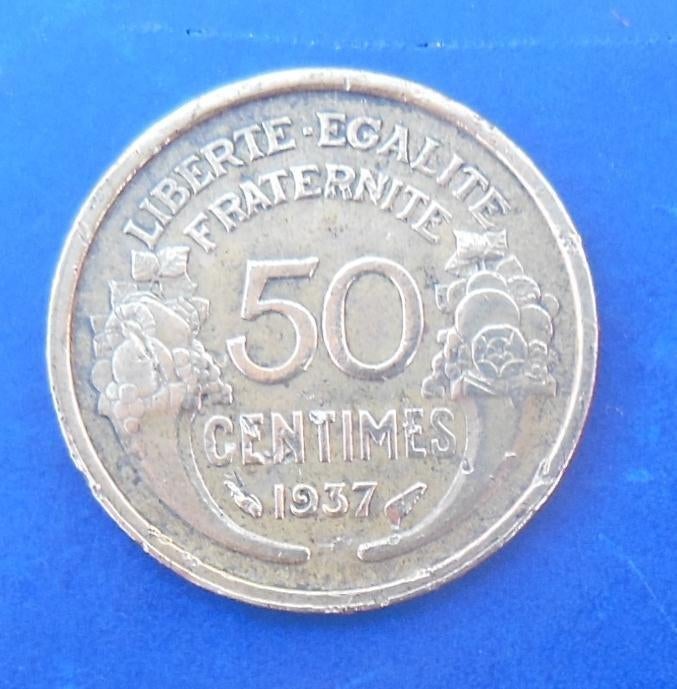 FRANCE 1937 50 centimes "Morlon", Envoi, France, Monnaie en vrac