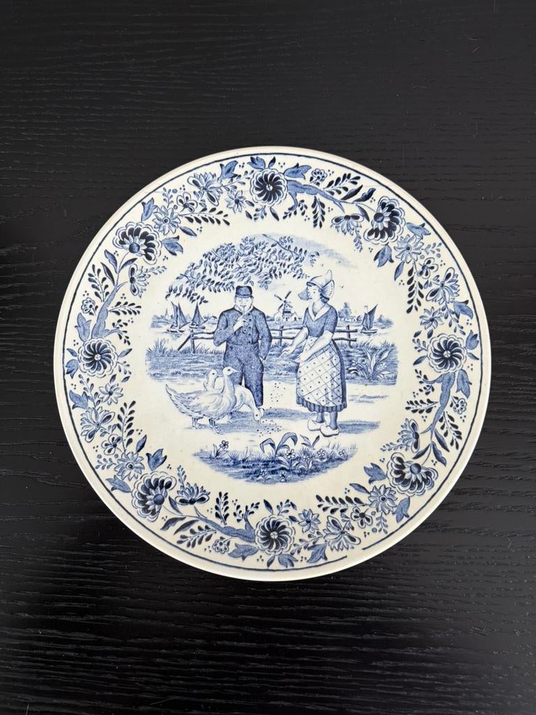 Delfts blauw decoratief bord. (Wijnjaar 1950), Ophalen of Verzenden