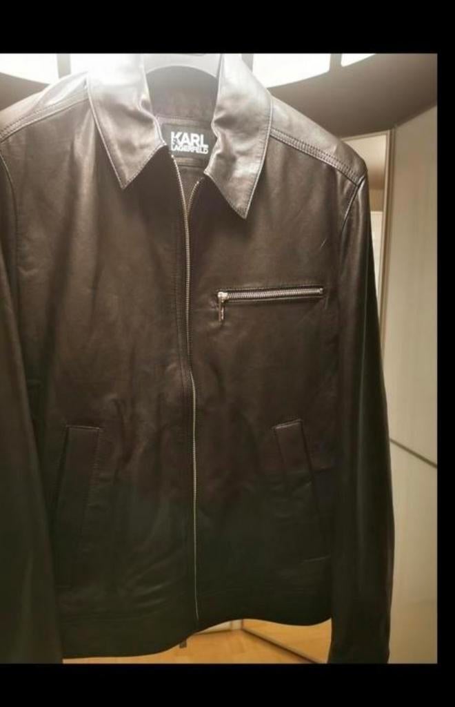 Karl Lagerfeld lederen jas, Kleding | Heren, Jassen | Zomer, Ophalen, Maat 48/50 (M), Zwart
