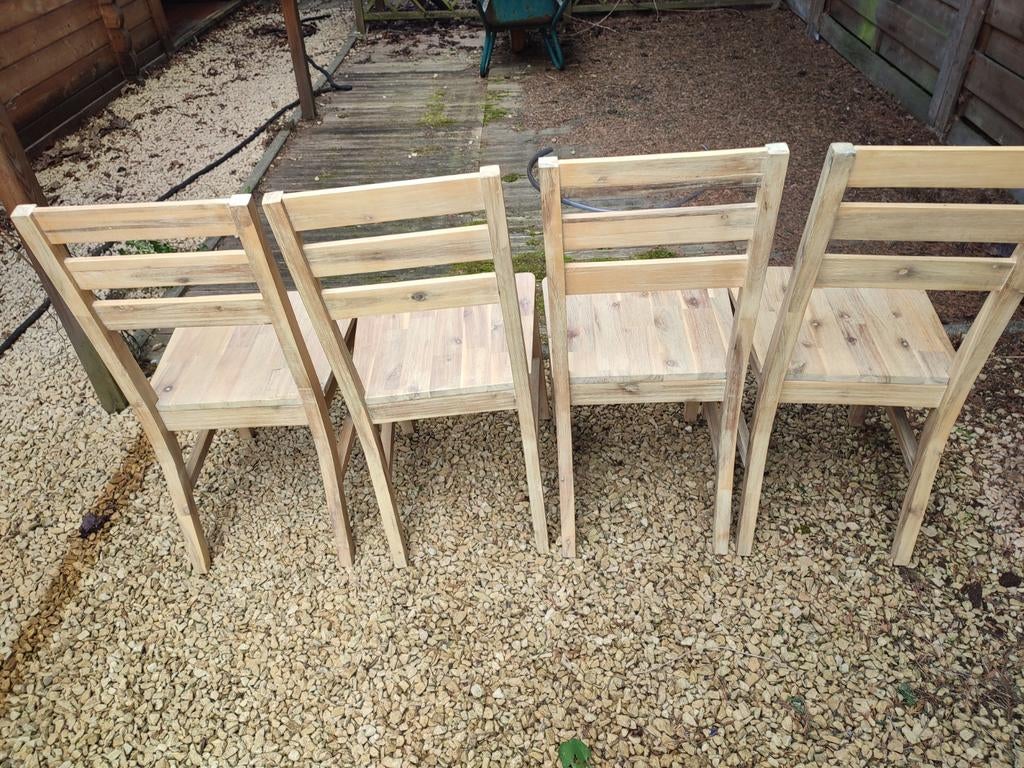 4 stoelen in mangohout, Tuin en Terras, Ophalen