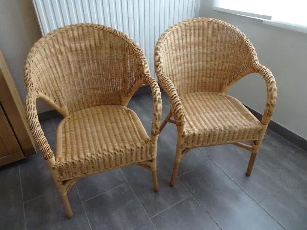 Deux sièges en rotin, Maison & Meubles, Moins de 75 cm, Osier ou Rotin, Comme neuf, Enlèvement