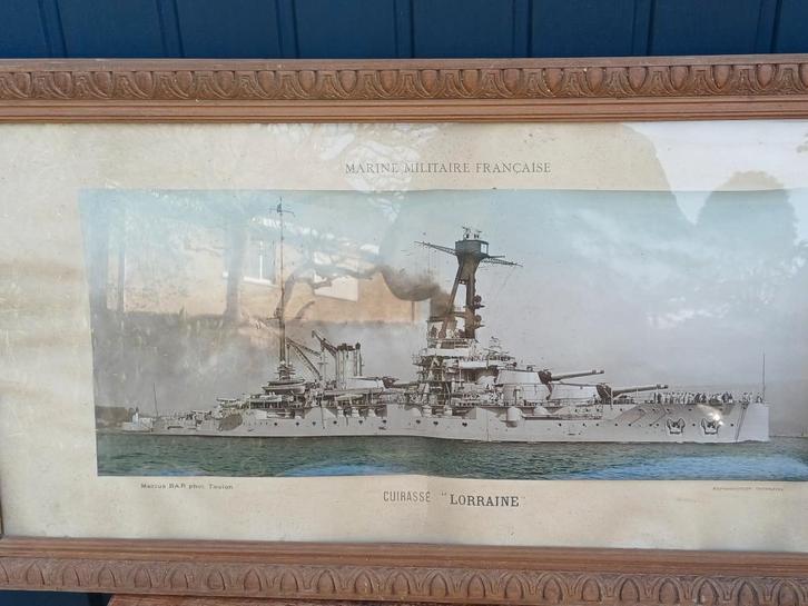 Militaria frame oorlogsschip Frankrijk LORRAINE, Verzamelen, Militaria | Tweede Wereldoorlog, Marine, Foto of Poster, Ophalen