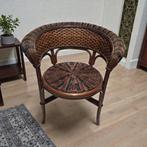 Prachtige vintage gevlochten fauteuil – uitzonderlijk vakman, Huis en Inrichting, Stoelen, Ophalen, Hout