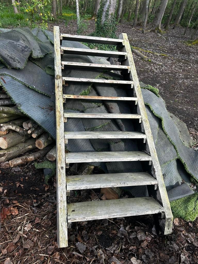 Houten trap 250 cm – stevig en ideaal voor tuin of klus, Ophalen, Gebruikt, Trap