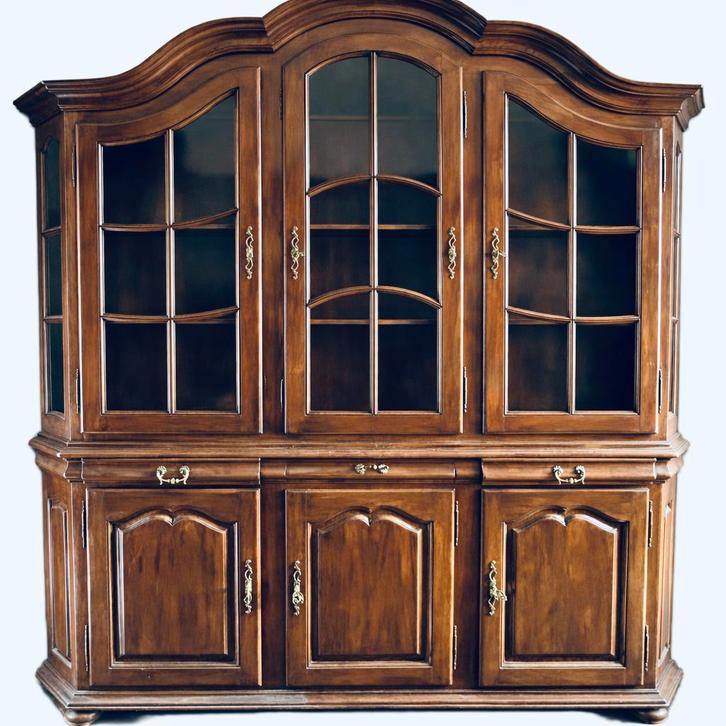 Prachtige vitrinekast-massief hout-veel opbergruimte, Maison & Meubles, Armoires | Buffets, Enlèvement