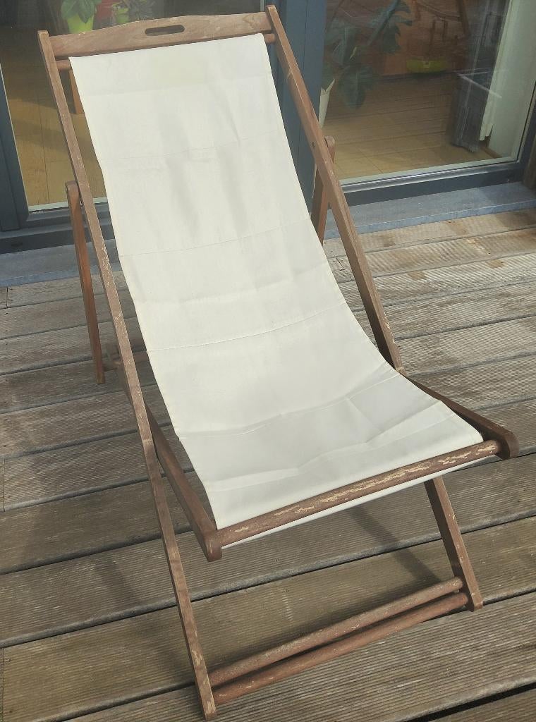 Ligstoel, Tuin en Terras, Ligbedden, Ophalen, Gebruikt, Hout, Inklapbaar