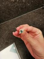 Gouden ring 14kt met smaragd en natuurlijke diamanten, Ophalen, Overige kleuren, Nieuw, Met edelsteen