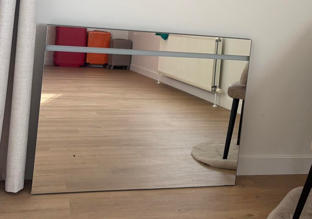 Grote spiegel met LED-verlichting en dimmer, Ophalen, Zo goed als nieuw, 100 tot 125 cm, Minder dan 100 cm