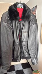 Zwarte leren pilotenjas, Ophalen, Gedragen, Maat 52/54 (L), Zwart