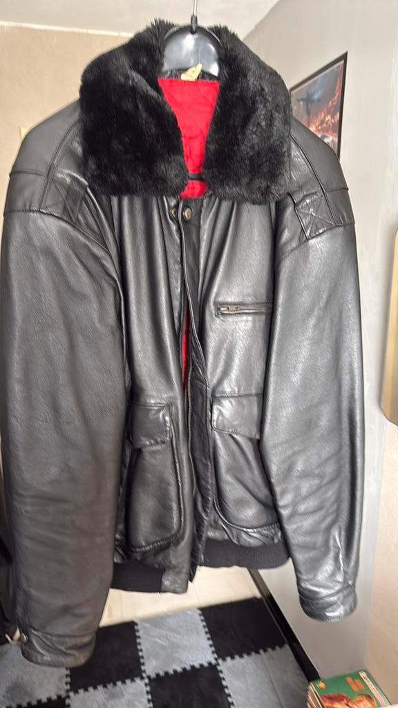 Zwarte leren pilotenjas, Kleding | Heren, Jassen | Winter, Gedragen, Maat 52/54 (L), Zwart, Ophalen