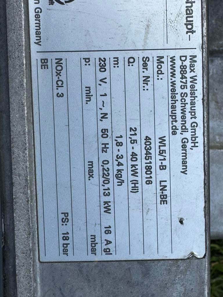 Bruleur weishaupt, Enlèvement, Utilisé