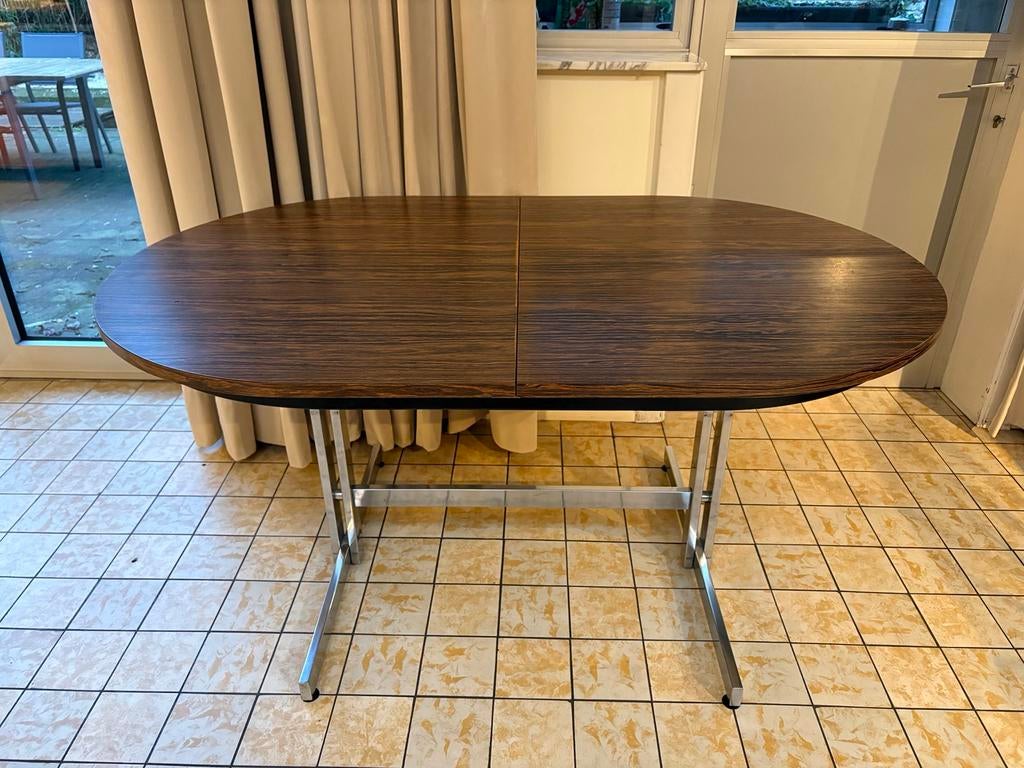 Vintage jaren 70 uitschuifbare tafel, Huis en Inrichting, Tafels | Eettafels, Ophalen, 50 tot 100 cm, Zo goed als nieuw, Vijf personen of meer