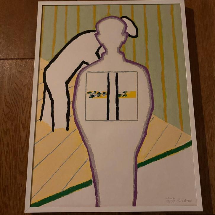 Litho “vader en zoon” van Roger Raveel, Antiquités & Art, Art | Lithographies & Sérigraphies, Enlèvement ou Envoi