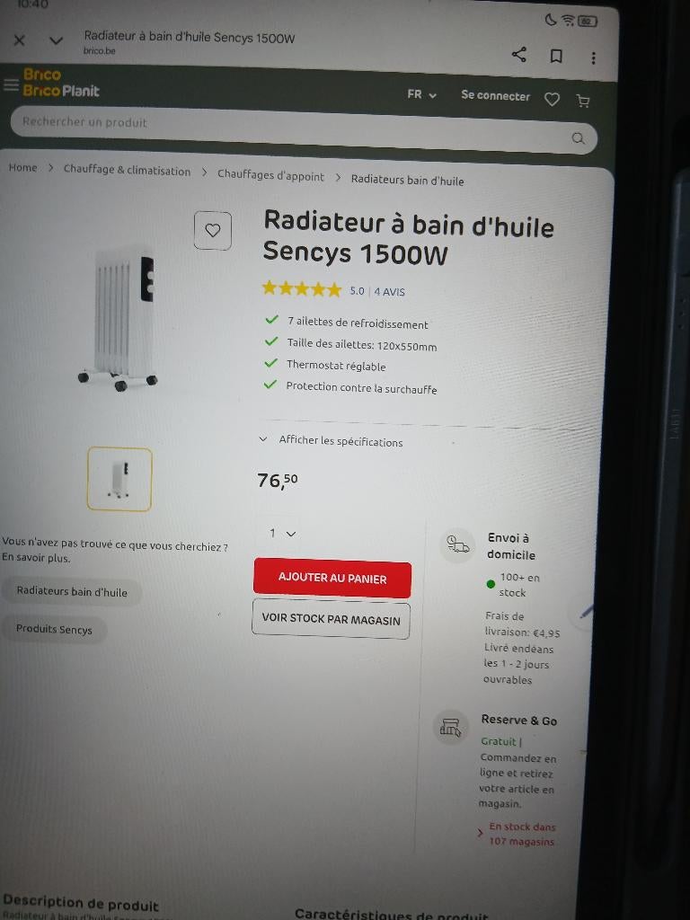 Radiateur bain d'huile sencys, Bricolage & Construction, Enlèvement, Comme neuf, 800 watts ou plus, Radiateur