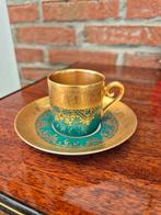 Kop en schotel van porselein en fijn goud, Antiek en Kunst, Ophalen of Verzenden