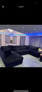 Tres beau canape XXL noir, Huis en Inrichting, Ophalen, Zo goed als nieuw