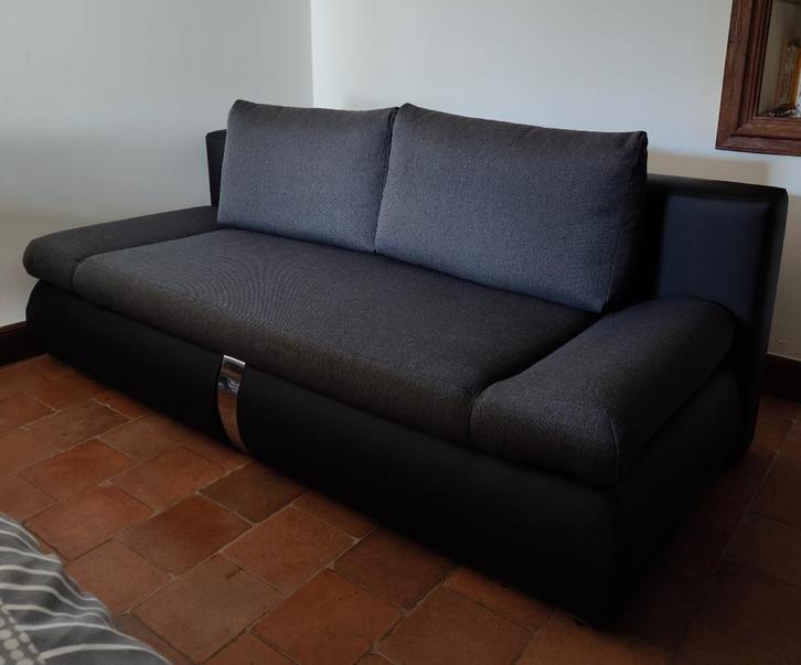 Canapé convertible gris 3 places-Clôture des enchères 09/04!, Maison & Meubles, Canapés | Coins salons complets, Comme neuf, Synthétique