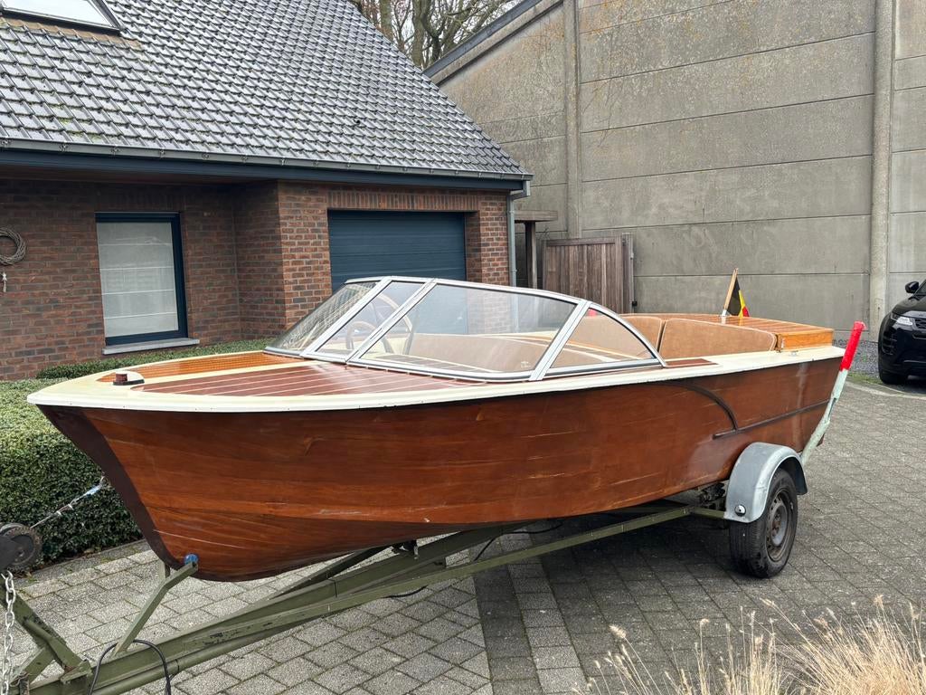 Speedboot mahoniehout v6, Watersport en Boten, Ophalen, Gebruikt, Benzine, Snelvarend