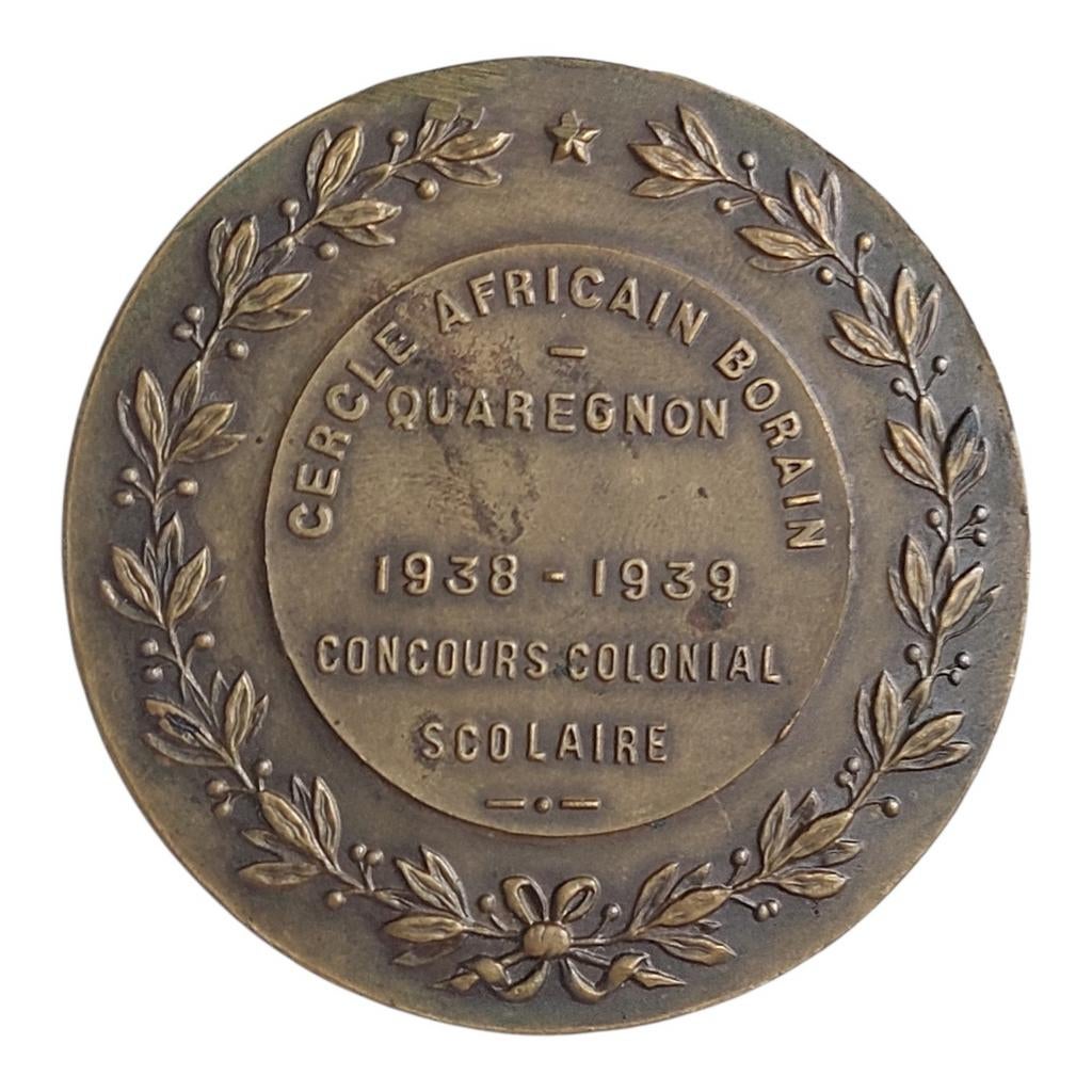 Medaille / Belgie / Leopold III /1939/ koloniale competitie, Ophalen of Verzenden, Brons