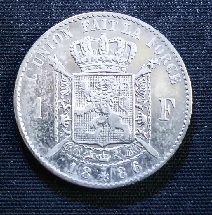 1 frank FR 1886 - Leopold II, Postzegels en Munten, Munten | België, Losse munt, Zilver, Zilver, Verzenden