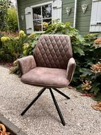 Twee moderne eetkamerstoelen – lederlook – zo goed als nieuw, Ophalen, Kunststof, Twee, Bruin