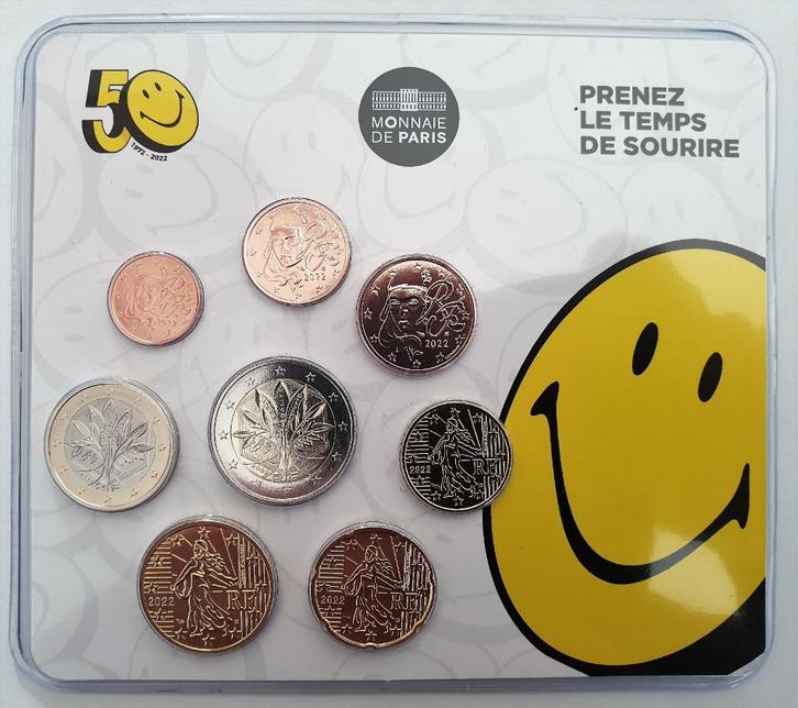 Frankrijk Mini Set 50 jaar Smiley 2022, Postzegels en Munten, Munten | Europa | Euromunten, Setje, Frankrijk, Verzenden