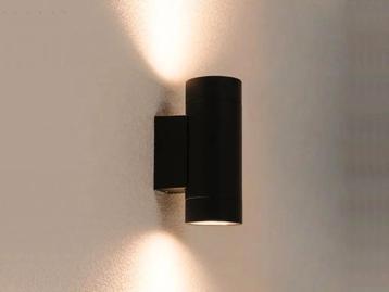Cilinder wandlamp GU10 duo waterdicht zwart zand aansluiting