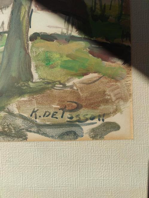 Karel de Posson, acquarel gouache op karton, Antiek en Kunst, Kunst | Schilderijen | Klassiek, Ophalen of Verzenden