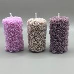 Rose Bloom Handgemaakte Geurkaarsen Set – 3x Luxe Ronde Kaar, Ophalen of Verzenden, Nieuw, Bruin, Kaars