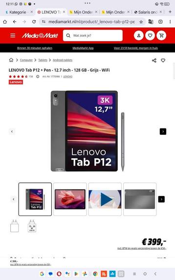 LENOVO Tab P12 + Pen - 12.7 inch - 128 GB - Grijs - WiFi

 beschikbaar voor biedingen
