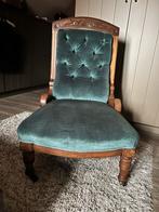 Engelse stoel, groen met wieltjes, Antiek en Kunst, Ophalen