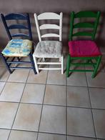 Houten stoelen: 3 stuks, Ophalen, Gebruikt, Drie, Blauw